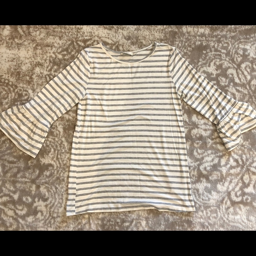 Striped bell sleeve tunic
